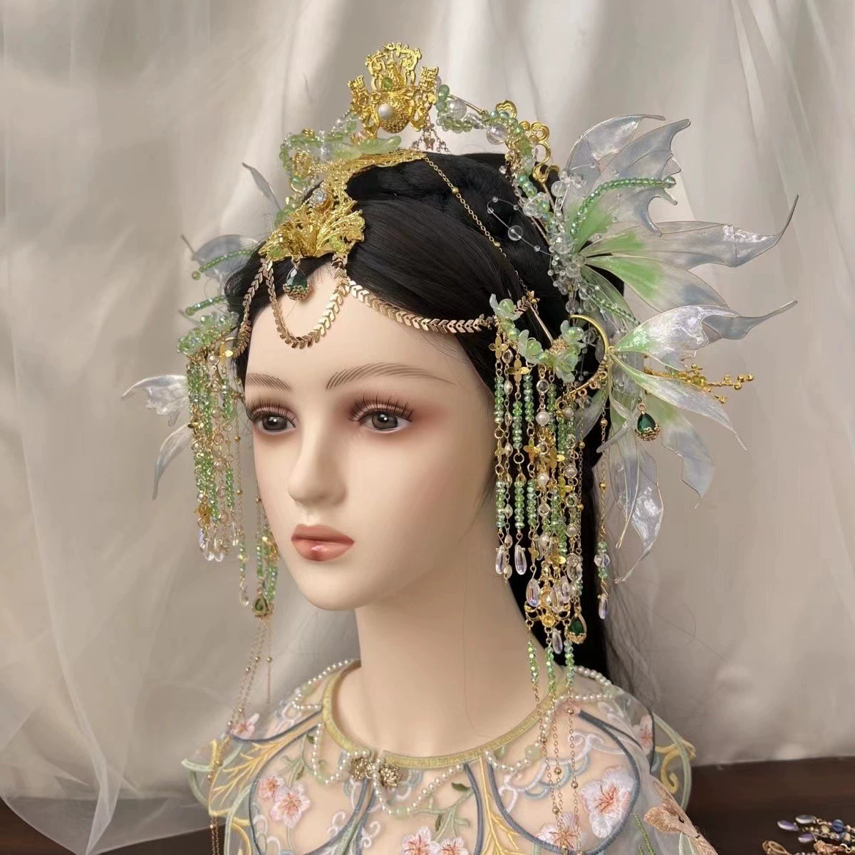 Новый экзотический головной убор династии Хань, набор корон для волос русалки, шпилька для волос на лбу с кисточками, супер фея, аксессуары для волос династии Хань