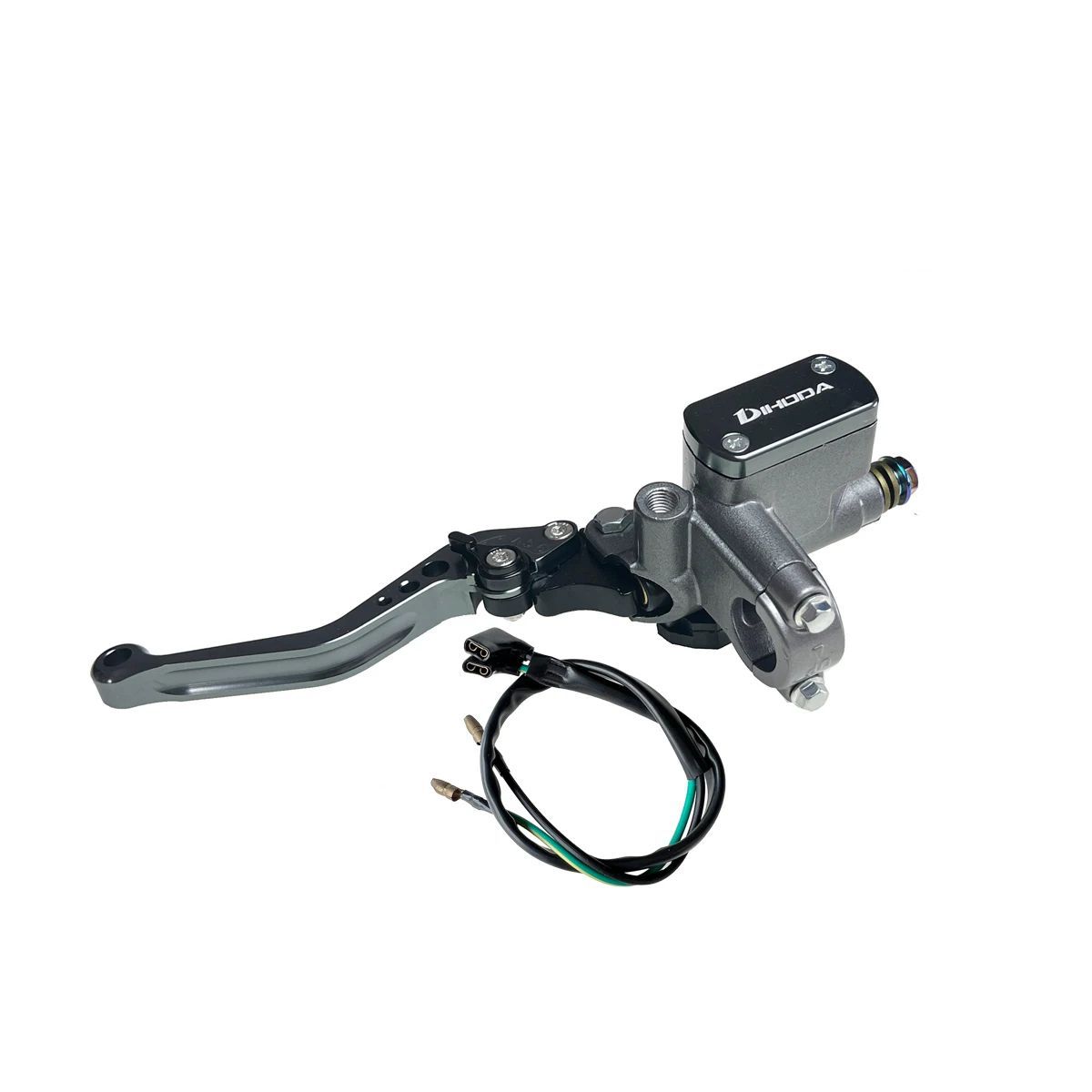 Universal modified hydraulic brake master cylinder for motorcycles and electric bikes with six-speed adjustable handle and power-off switch