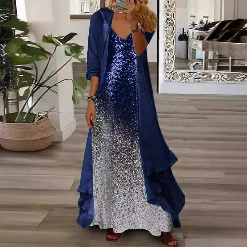 In-Stock Cross-Border 2026 European and American Summer Women's Printed Vacation Strap Dress Indian Style Flared Skirt Two-Piece Set