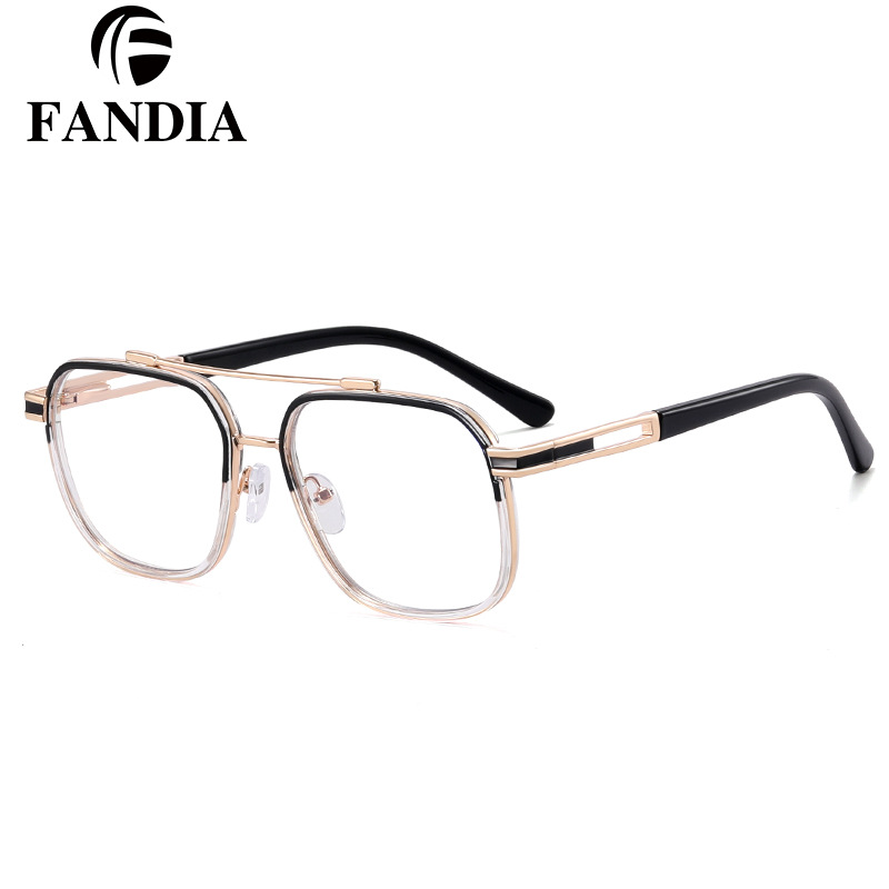 81092 nuevo marco de Gafas de metal TR90 doble haz polígono gafas lisas anti-Luz Azul gafas marco puede ser equipado con gafas de miopía