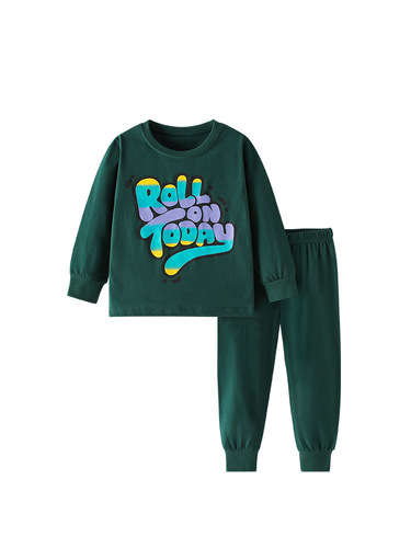 Malwee Boys' Autumn Outfit Set for European and American Children - Elastic Waist Pants and Crew Neck T-Shirt Two-Piece Set