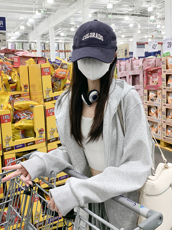 灰色连帽卫衣女秋季2025新款加绒宽松大码上衣开衫小个子拉链外套|undefined