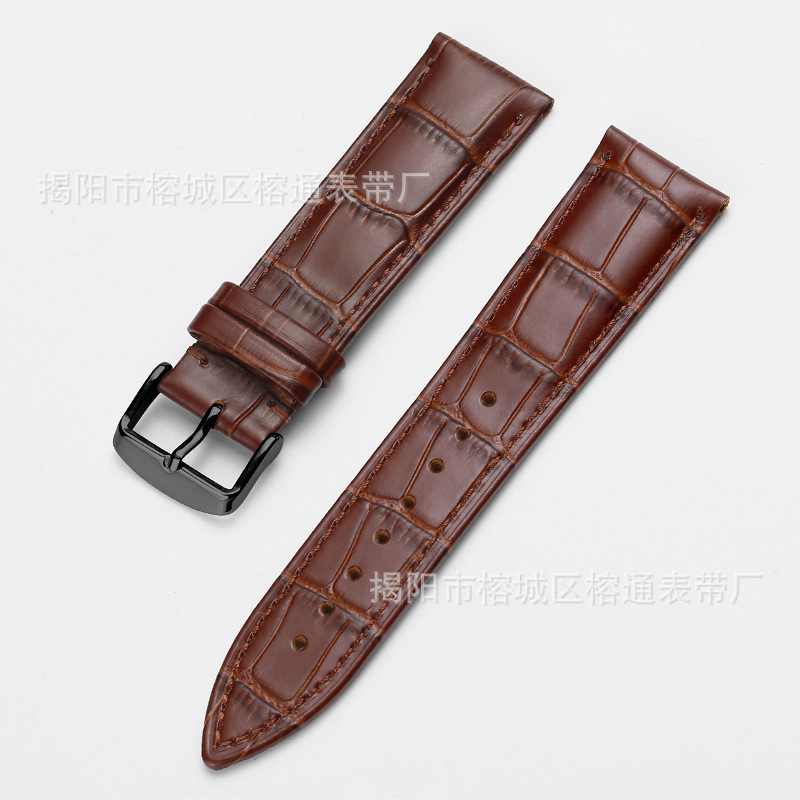 Suministro directo de fábrica primera capa de piel de vaca hebilla de reloj correa de bambú raya multi-color opcional hombres y mujeres 12 -- 24mm