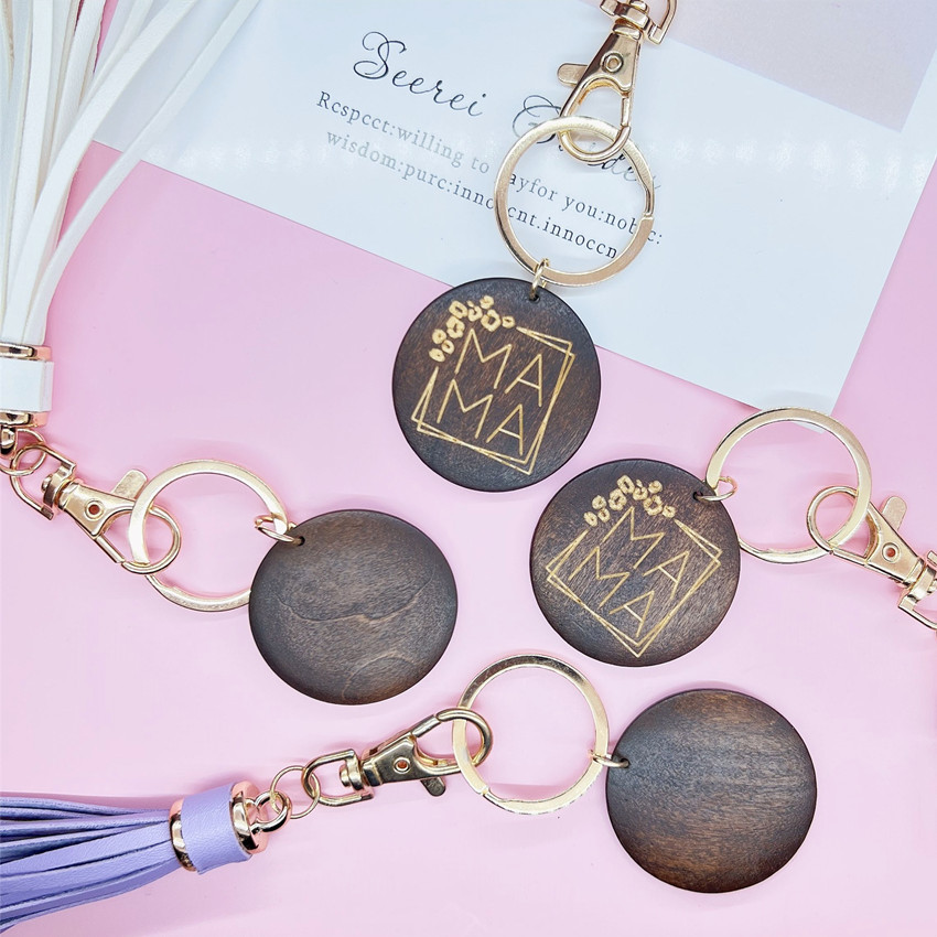 15g Weight Keychain Classification 1 Piece Quantity Daily Occasion PU, Wood Material Mother'S Day Festival MAMA, Letter Pattern Women's Gender Tassel Design Romantic Style Romantic MAMA Letter PU Wood Tassel Mother'S Day Women's Keychain 2