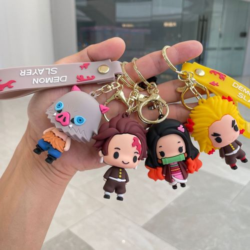 Cross-border Q-version Demon Slayer Keychain Bag Hook Soft Plush Figure Car Keychain Student Small Gift