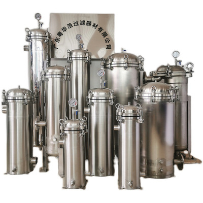 粤华浩304袋式过滤器316不锈钢前置过滤固液分离多精度滤袋过滤机|ru