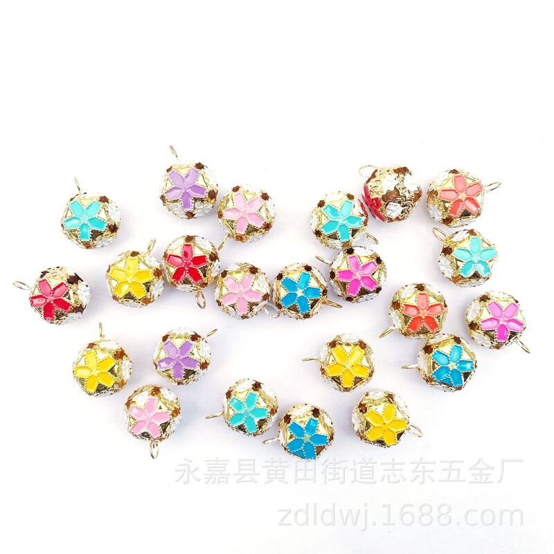 18mm cloisonne flower ball Bell painting paint color hollow bell diy jewelry color matching number complete wholesale