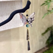 新中式古风流苏蝴蝶发簪步摇木簪子女仿黑檀木头饰盘发汉服配饰古