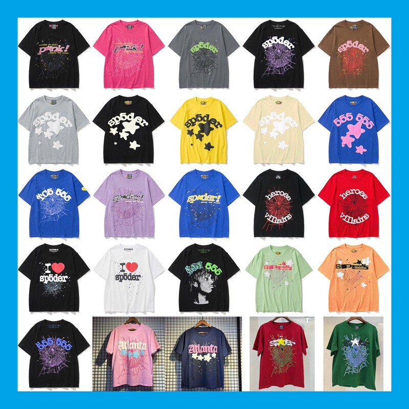 Sp5Der Hip-Hop Singer Young Thug's Same Style Foam Lettering 555555 Couple's T-Shirt Pink Short-Sleeved Tee