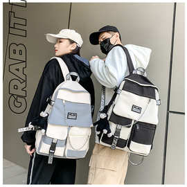 书包女韩版初中大学生双肩包男街头潮流大容量时尚背包潮酷电脑包