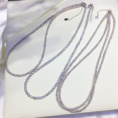 S925銀小清新然ins風淡水真多麻気質灰粟真珠ネックレス鎖骨鎖ネックレス