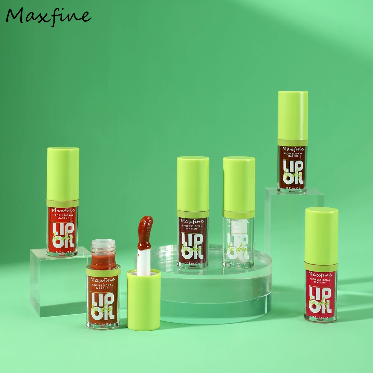 Блеск для губ Maxfine, увлажняющий стойкий тинт, 6 оттенков (0,02 кг, 7,8×2,4×2,4 см)