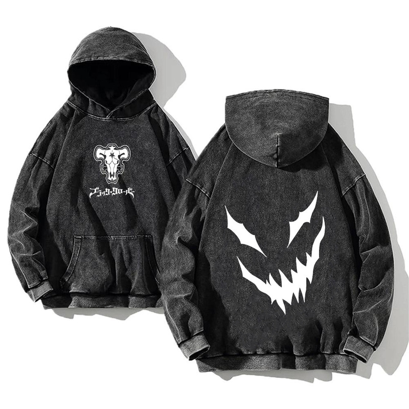 Foreign Trade Anime Harajuku Black Clover Men's and Women's Same Style Hoodie Men's Washed Pullover Street Casual Sweatshirt