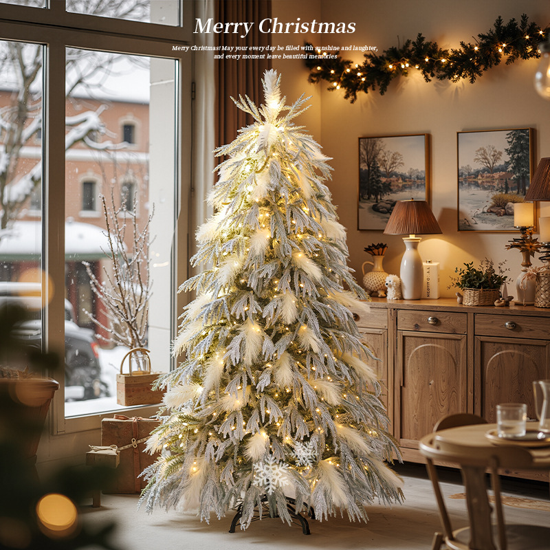 Nuevo transfronterizo puro PE mezcla flocado árbol de Navidad blanco nieve decoraciones de Navidad decoraciones grandes