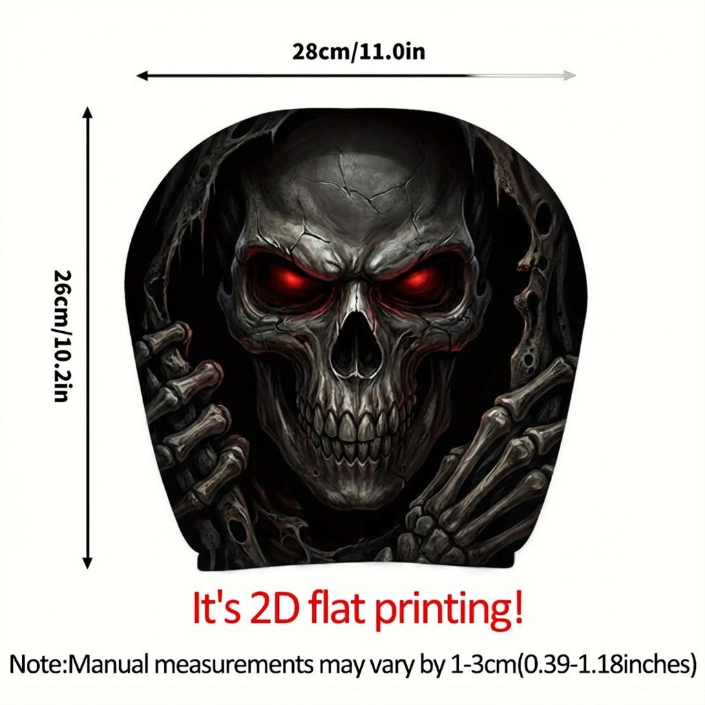 Car Headrest Cover with Red-Eyed Skull Personalized Print, Universal Neck Pillow Cover for Car Interior, Can Be Labeled and Shipped, Custom Production from Provided Images