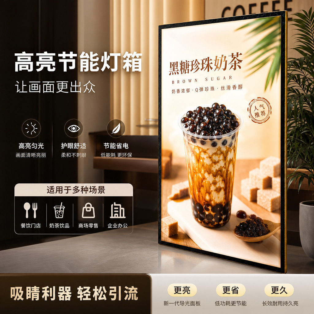 招牌led抽画灯箱超薄钢化玻璃广告牌发光海报菜单展示换画展示牌