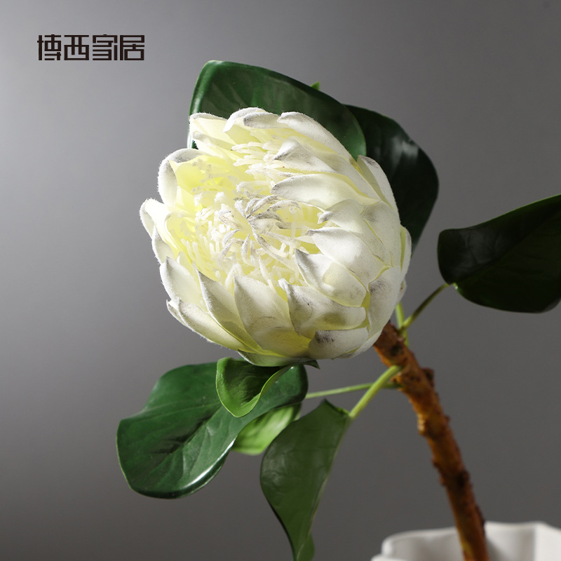 博西家居 白色兰斯洛特帝王大枝创意客厅餐桌假花艺摆设软装饰品|ru