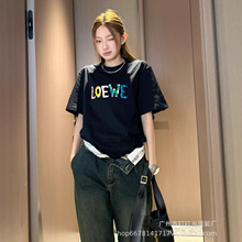 正确版罗伊威26早春新品罗家LOW经典刺绣LOGO圆领短袖T恤情侣同款