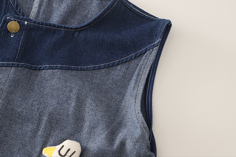 Boys Patchwork Denim Vest Clothing Set With Cartoon Duck Pattern_voghion.com