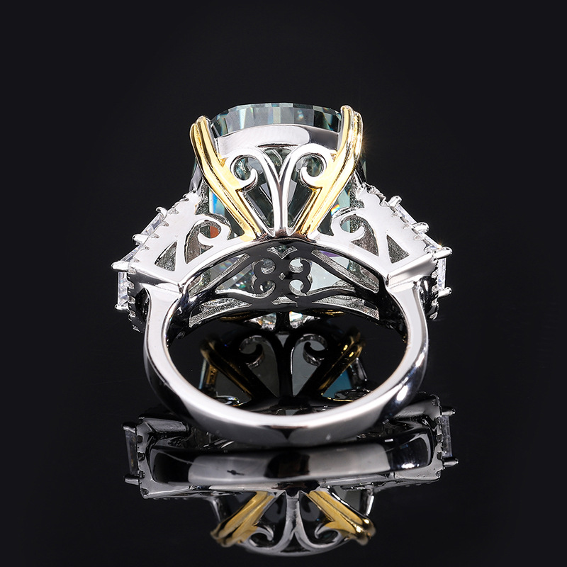 Zhuang Sheng joyería S925 plata de alto carbono diamante flash roto hielo corte grasa rectangular 13*18 anillo de lujo joyería para las mujeres