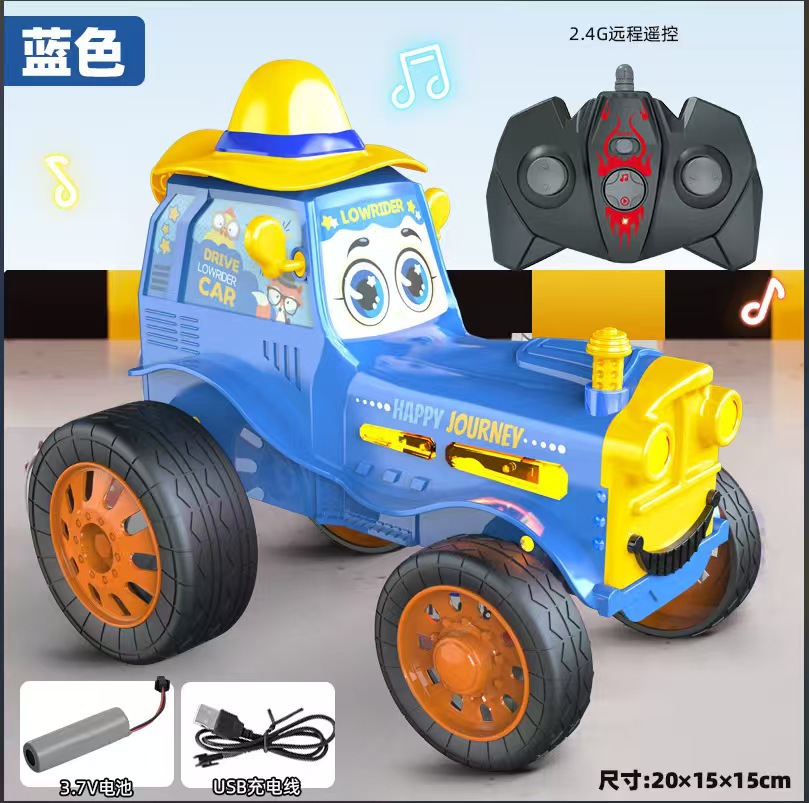 Transfronterizo nuevo baile exótico truco de tren de control remoto coche luz música swing Flip carga coche de juguete para niños