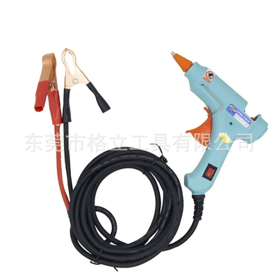 Yapışqan paylayıcı adapterlər Gun 12V/24V car cigarette lighter - 3-m-battery-clamp-glue-gun