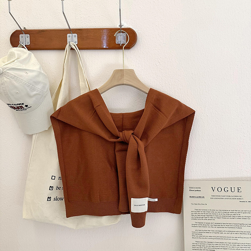 Nudo de chal para mujeres 2025 otoño invierno cuello falso aire acondicionado habitación de color sólido bufandas de hombro tejido fuera de la capa pequeña camisa hombro