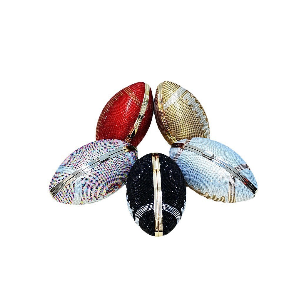 Cross-Border European & American Rugby Bag Luxury Diamond-Encrusted Women's Evening Bag Fashion Party Wedding Bridal Clutch - Thumbnail 5