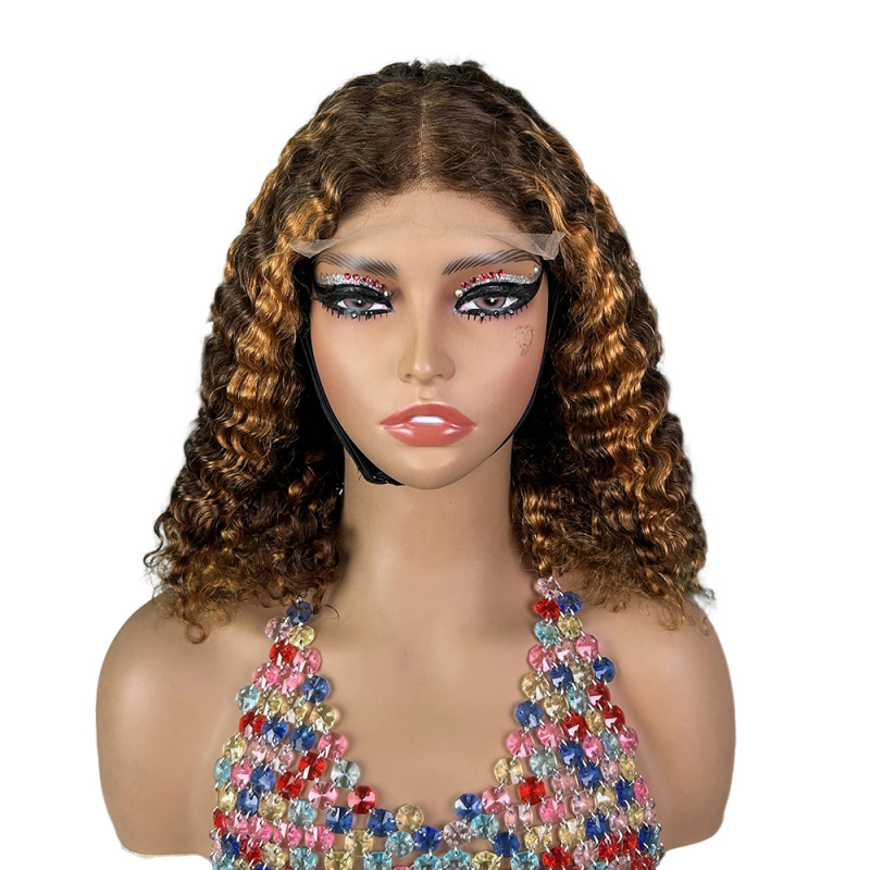 100% cabello humano Burmese curly lace wig Peruca de encaje frontal cabello rizado birmano