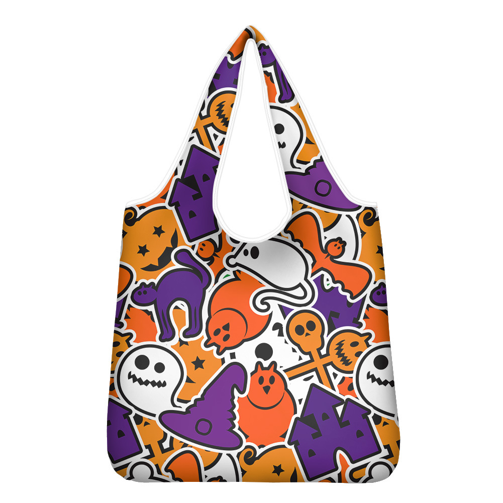 怪物幽灵南瓜蜡烛印花 Halloween系列主题欧式简约跨境购物袋代发