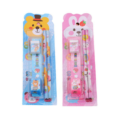 Creative children's stationery set, cute cartoon learning stationery five-piece set for primary school students, prize gifts, factory direct sales
