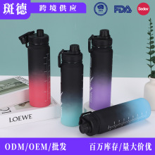 现货球形盖双层塑料吸管杯可循环使用运动水壶奶茶杯大容量水杯子