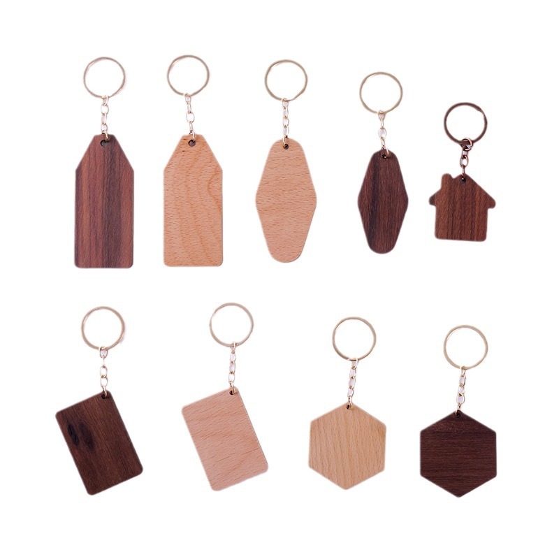 Alojamiento en familia llavero colgante grabado personalizado habitación de hotel nombre logotipo colgante llave de madera placa de matrícula de madera