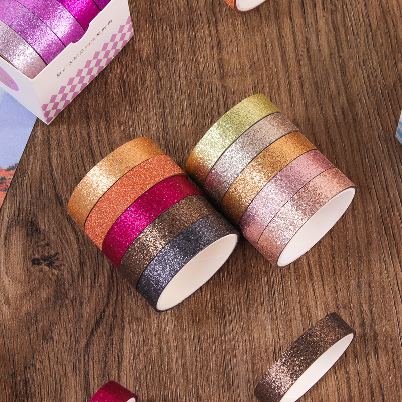 Macaron color brillo cinta traje creativo DIY diario cinta brillo polvo pegatina diario Decoración