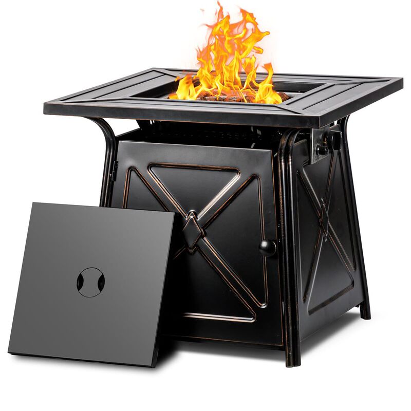 Outdoor Gas Fire Pit Table, 5000 Btu Propane Fire Pit with Lid and Lava Rock Outdoor Garden Winter Heater Outdoor Gas Fire Pit Table, 5000 Btu Propane Fire Pit with Lid and Lava Rock Outdoor Garden Winter Heater