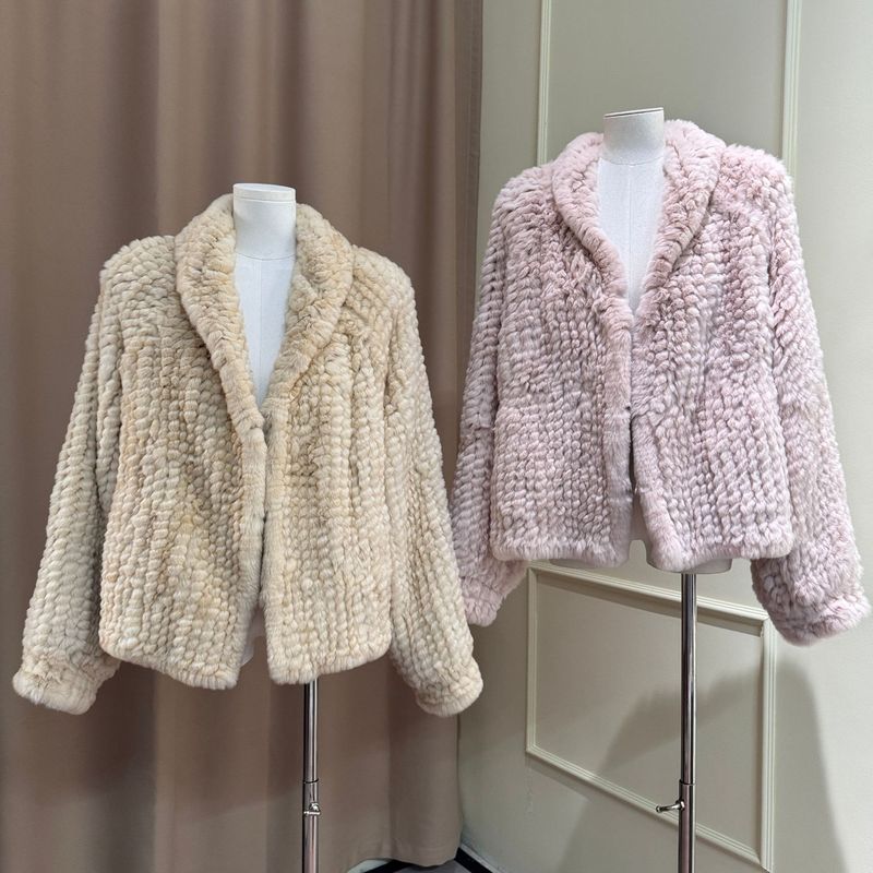 实拍 新款獭兔毛皮草编织工艺宽松韩系慵懒女士海宁皮草真毛外套|undefined