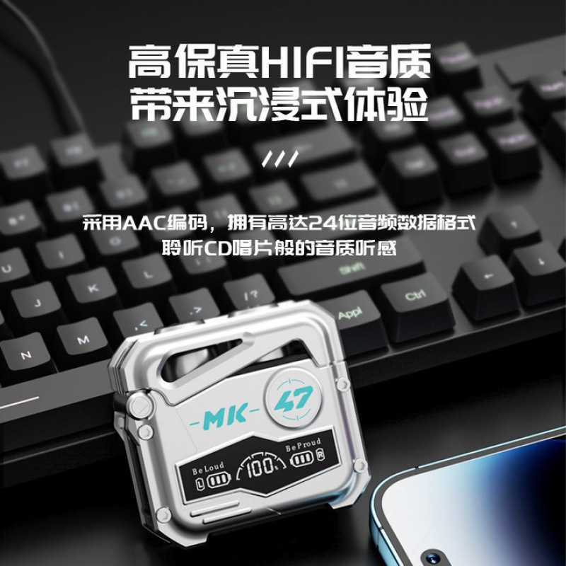 MK47 modelo privado transfronterizo nuevo auriculares Bluetooth de larga duración cool mecha viento auriculares de juego