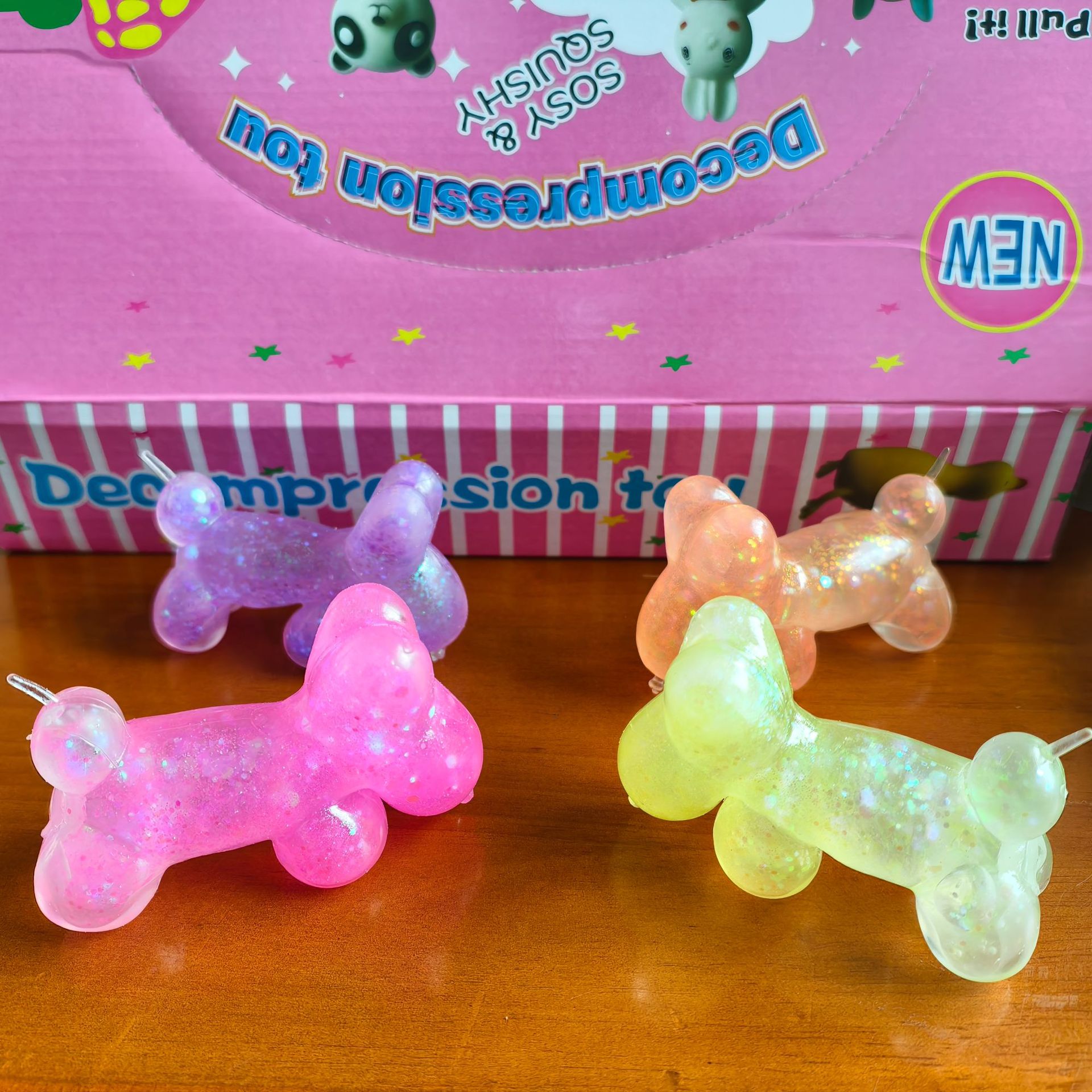 Douyin.com rojo lindo Globo de maltosa de gelatina perro lindo animal amasado música descomprimido lote de suministro de juguetes de descompresión