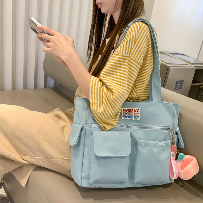 Study bag, nylon Japanese one-shoulder bag, capacious book bag