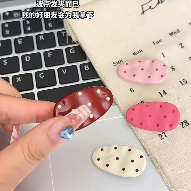 新款波点椭圆发夹甜妹侧边夹甜美少女风刘海夹学院碎发夹儿童发卡|undefined