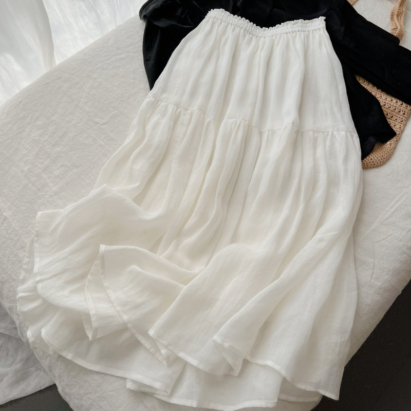 White A-Line Cake Skirt for Women 2025 Summer New Design Niche Hip Width Suitable for Mid-Length Skirts White A-Line Cake Skirt for Women 2025 Summer New Design Niche Hip Width Suitable for Mid-Length Skirts