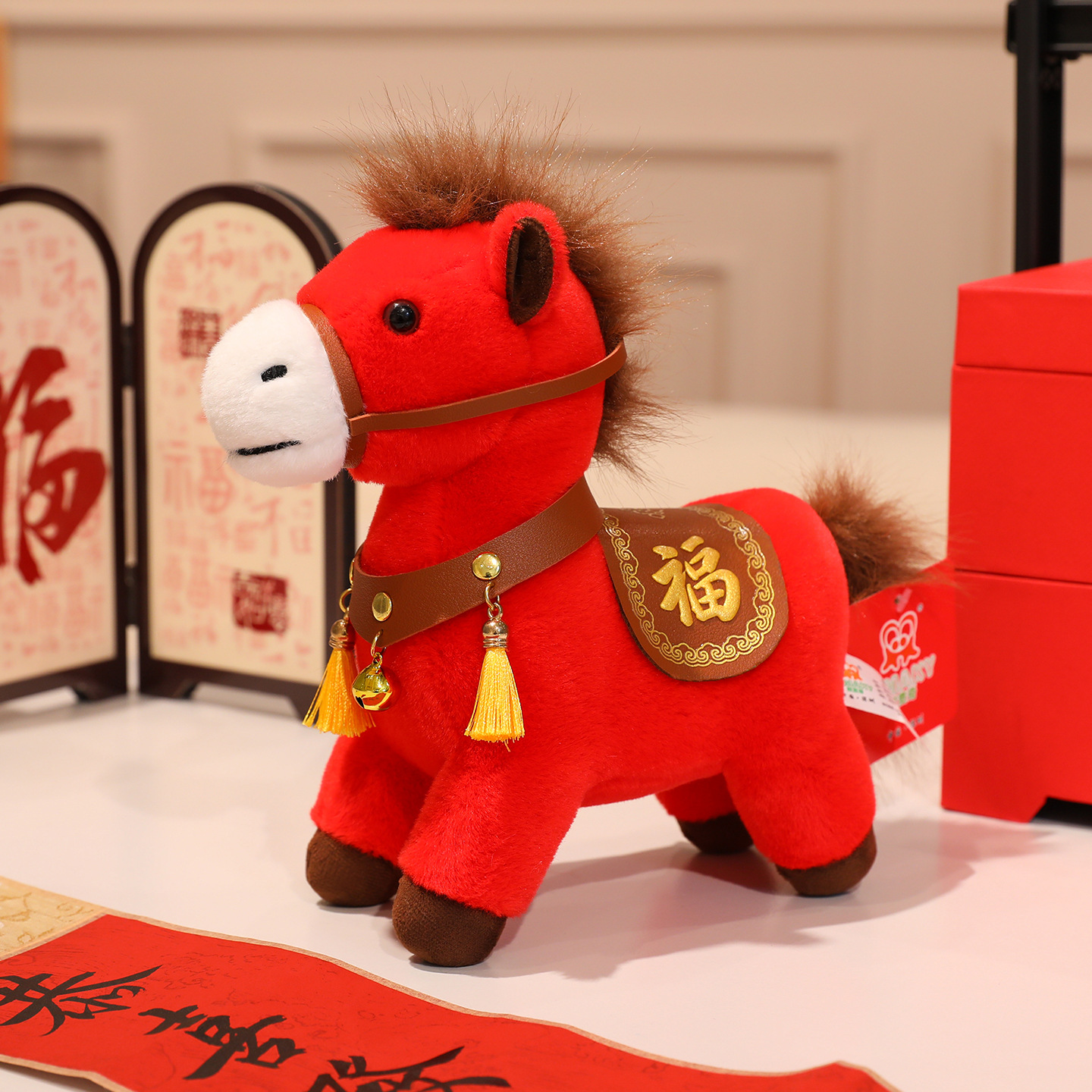 2026 Year of the Horse Mascot Doll Zodiac Pony Doll Instant Blessing Stuffed Toy Company Gift Customization
