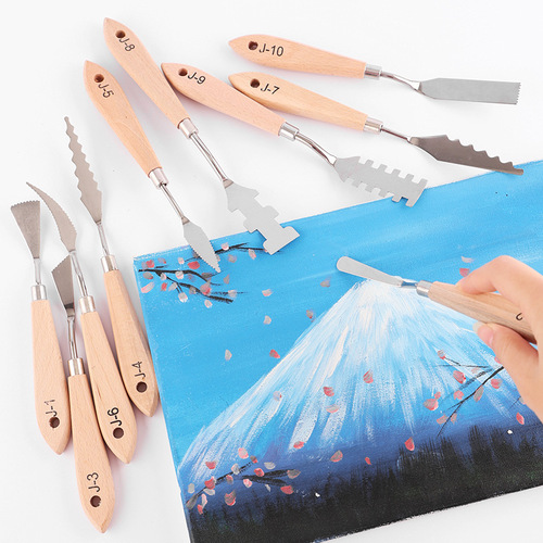 Art special-shaped scraper factory oil painting texture painting scraper solid wood stainless steel palette knife cream spatula cross-border