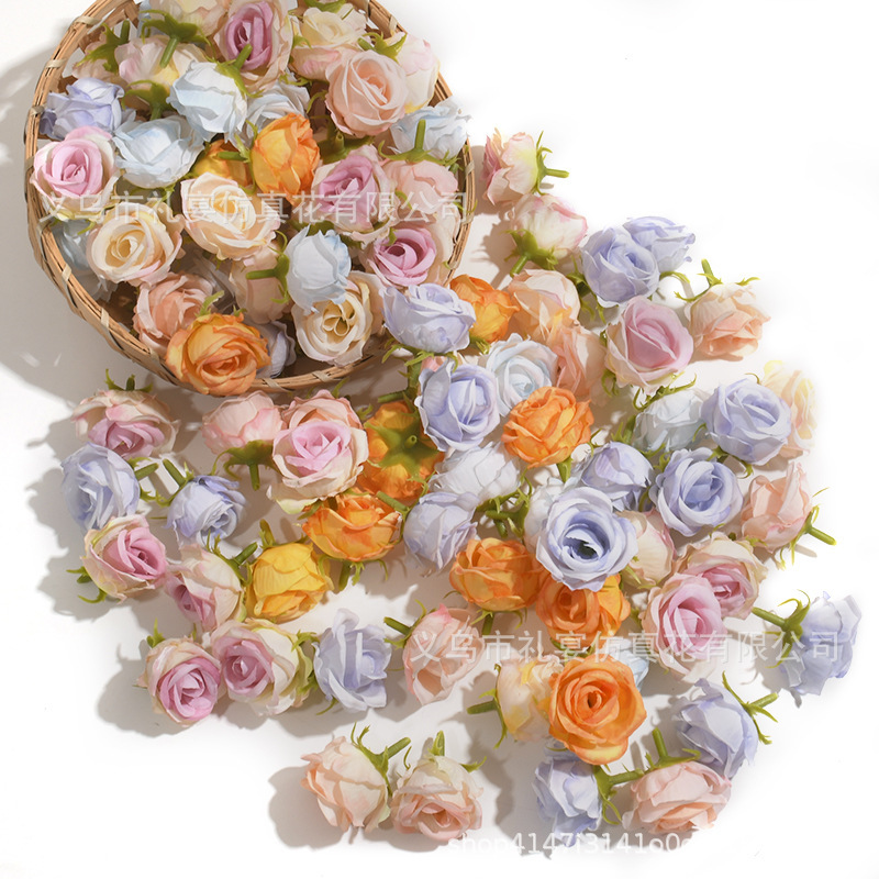 Cross-Border Artificial Small Rose Flower Heads DIY Realistic Flower Buds Fake Flower Materials Wedding Decoration Photography Props Cross-Border Artificial Small Rose Flower Heads DIY Realistic Flower Buds Fake Flower Materials Wedding Decoration Photography Props