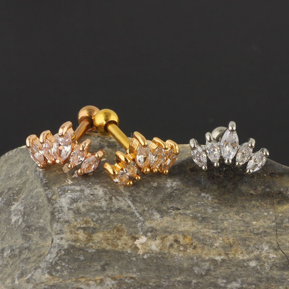 Simple Style Geometric Stainless Steel Zircon Ear Studs 1 Piece