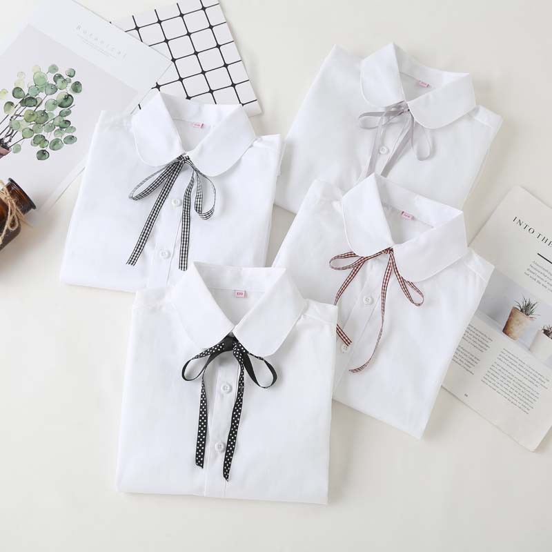 2021 Otoño e Invierno primavera nuevos niños arco algodón blanco camisa interior de las muchachas caliente manga larga bottoming top