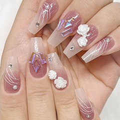 New style camellia jewelry with diamond white rose flower 3D long style temperament aurora pure desire 24 pieces set