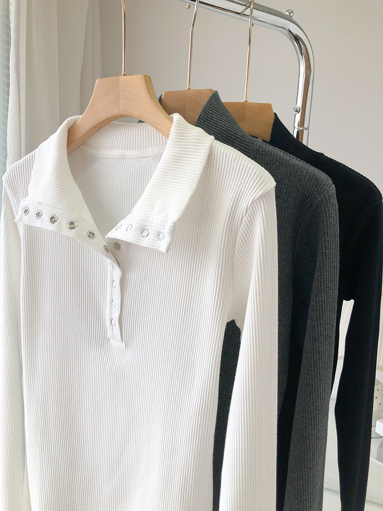 High Neck Stretch Long Sleeve Knit Bottom Image 4