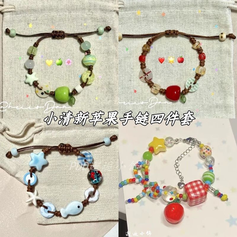 Green Apple Paradise Niche Design Colorfulful Beaded Bracelet Cute and Sweet Small Fresh 2025 New Hand Jewelry