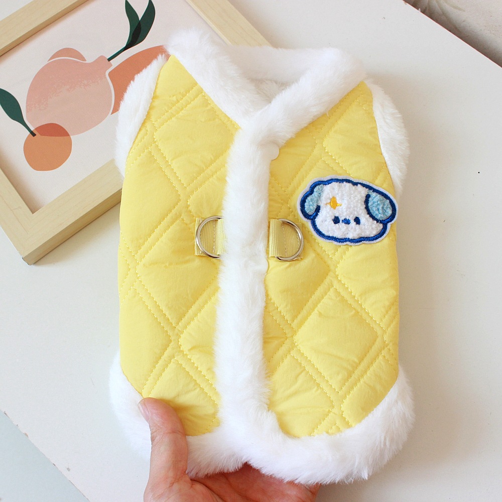 강아지 옷 소형견 고양이 가을 겨울 보온 누빔 패딩 등버클 조끼